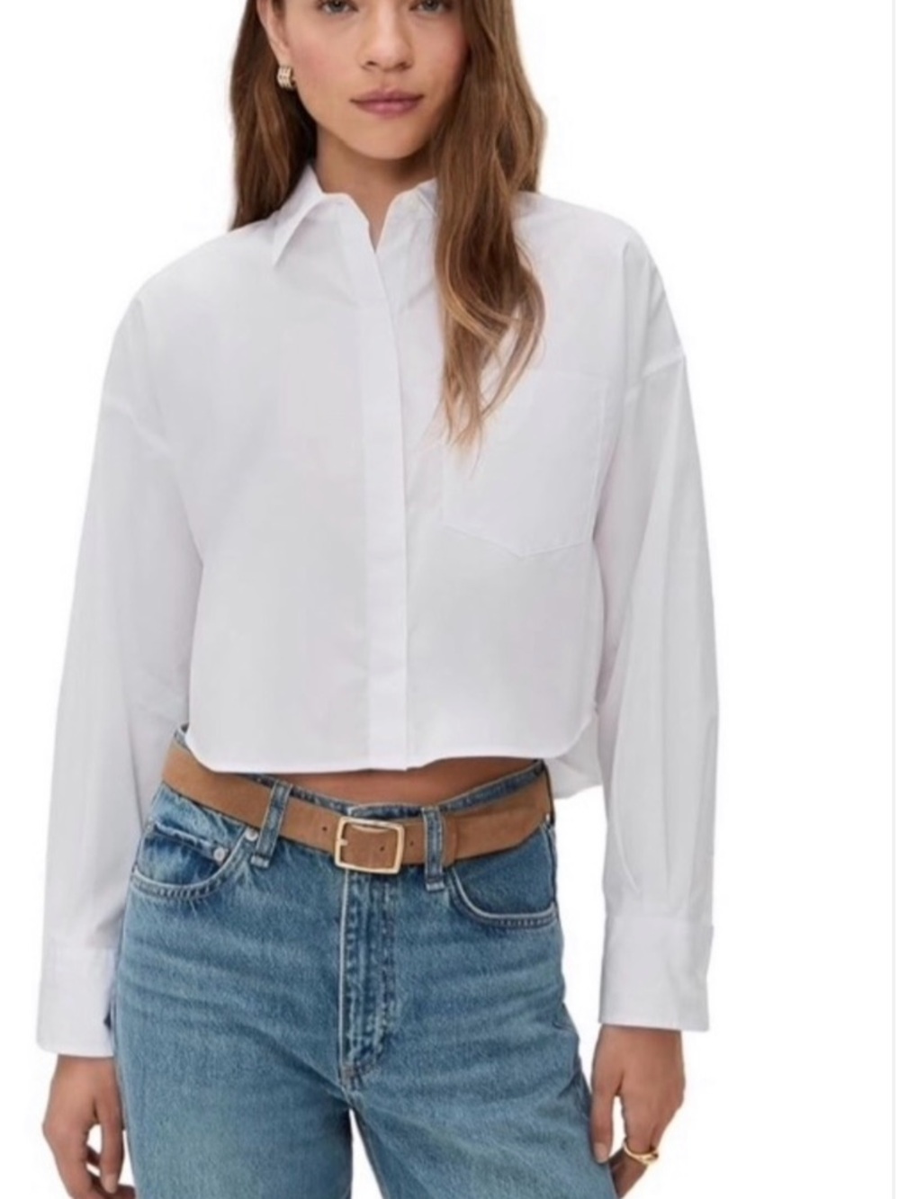 Rag & Bone Mac Long Sleeve Crop Button-Up Shirt